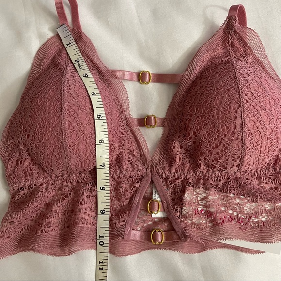 Pink lace straps at front removable pads  bralette - Picture 4 of 9